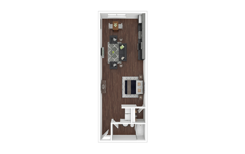 Floor plan for studio, 1 bath, 604 sqft